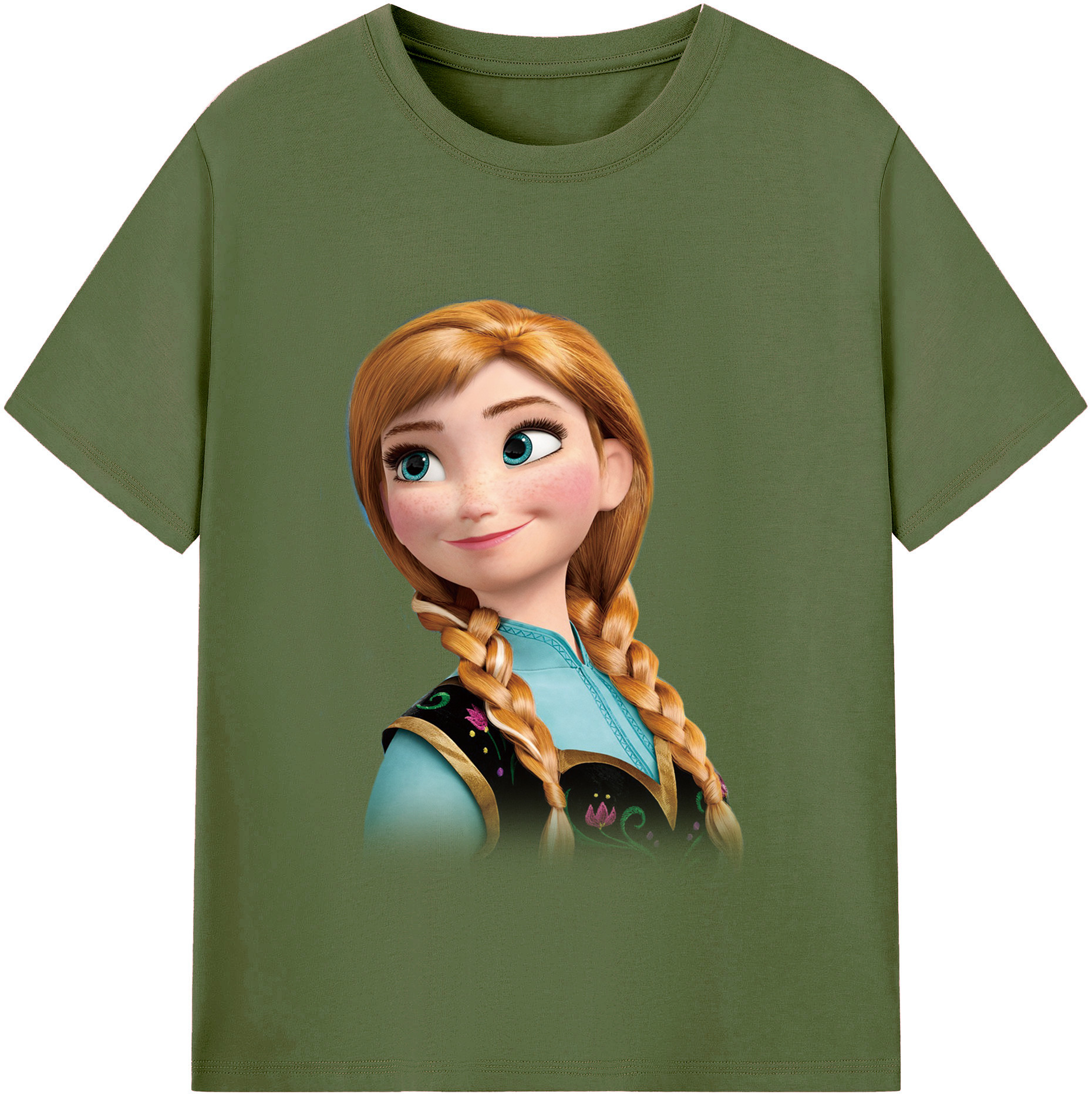（画像用） アナと雪の女王 アンナ エルサ Frozen Anna Elsa 綿100％半袖Tシャツ（フロントプリント）